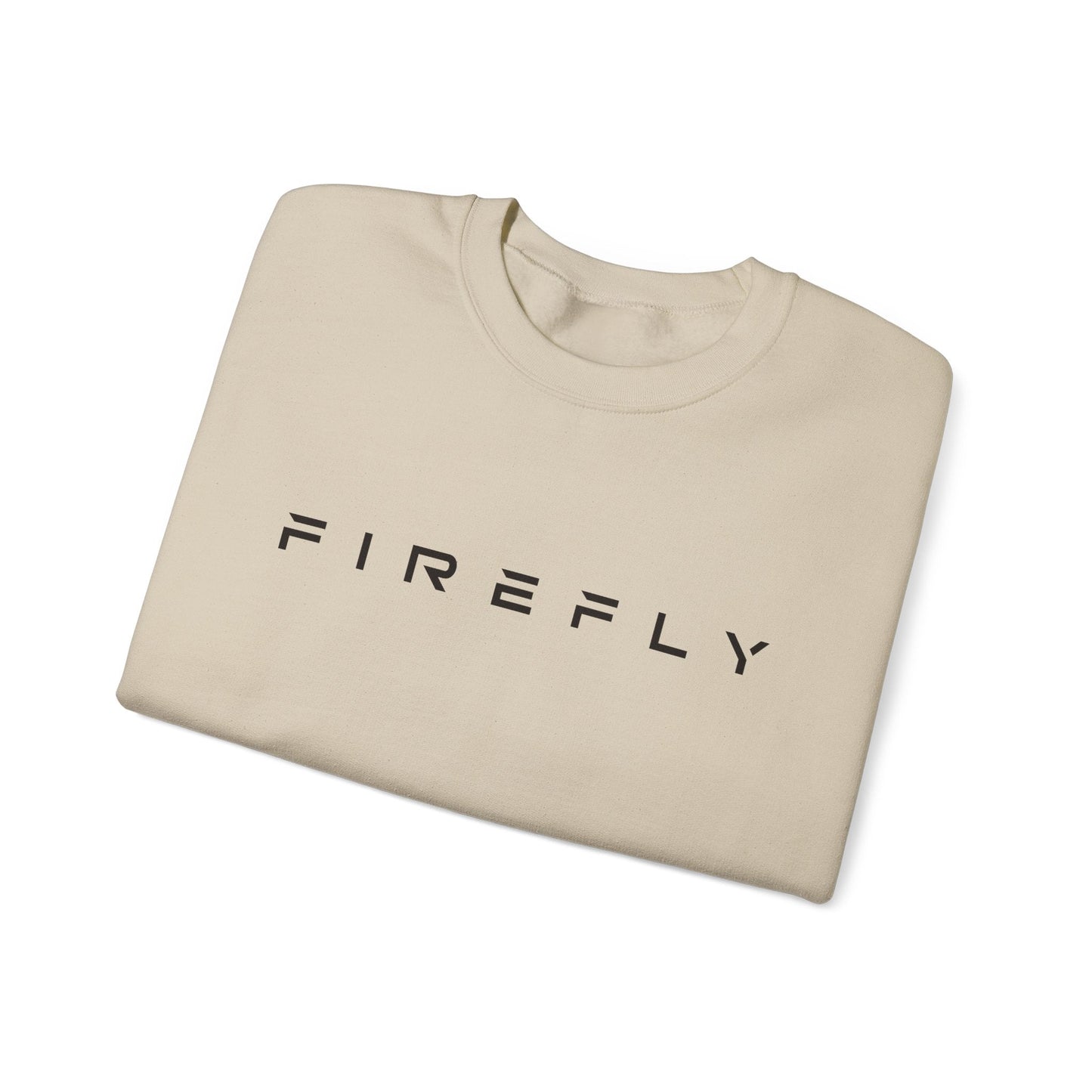 Folded beige sweatshirt with 'All Things 4 Good' text on a white background