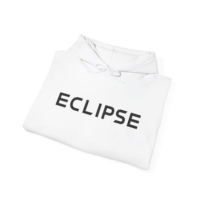 A folded white hoodie with the word 'ECLIPSE' printed in bold black letters across the chest, shown on a clean white background.