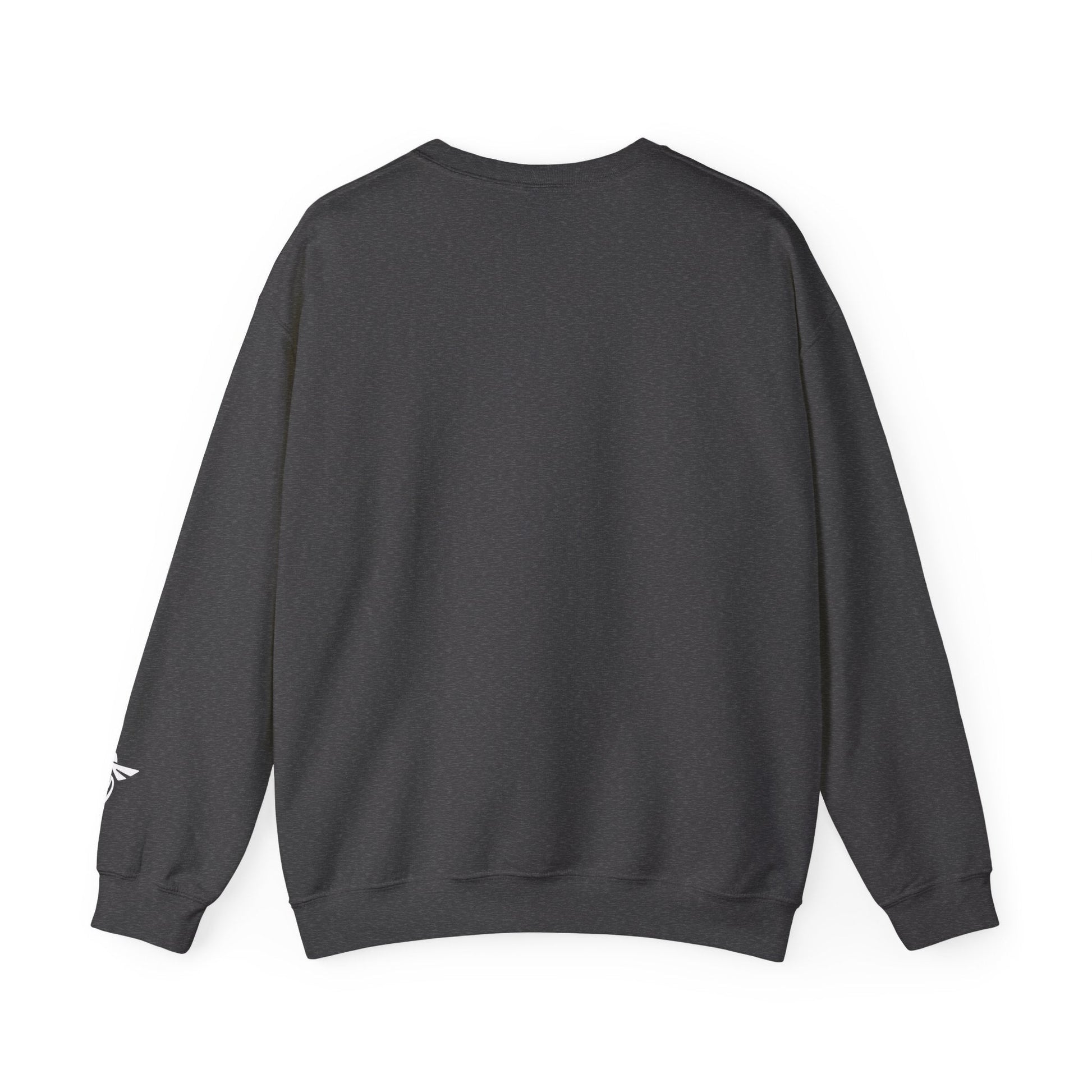 Gray sweatshirt with 'LOCKED IN' text on the back against a white background