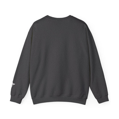 Gray sweatshirt with 'LOCKED IN' text on the back against a white background