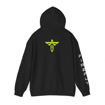 Black hoodie with 'SOLACE' logo on the back against a white background