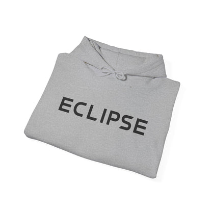 A folded light gray heather hoodie with the word 'ECLIPSE' printed in bold black capital letters across the chest, shown on a plain white background.
