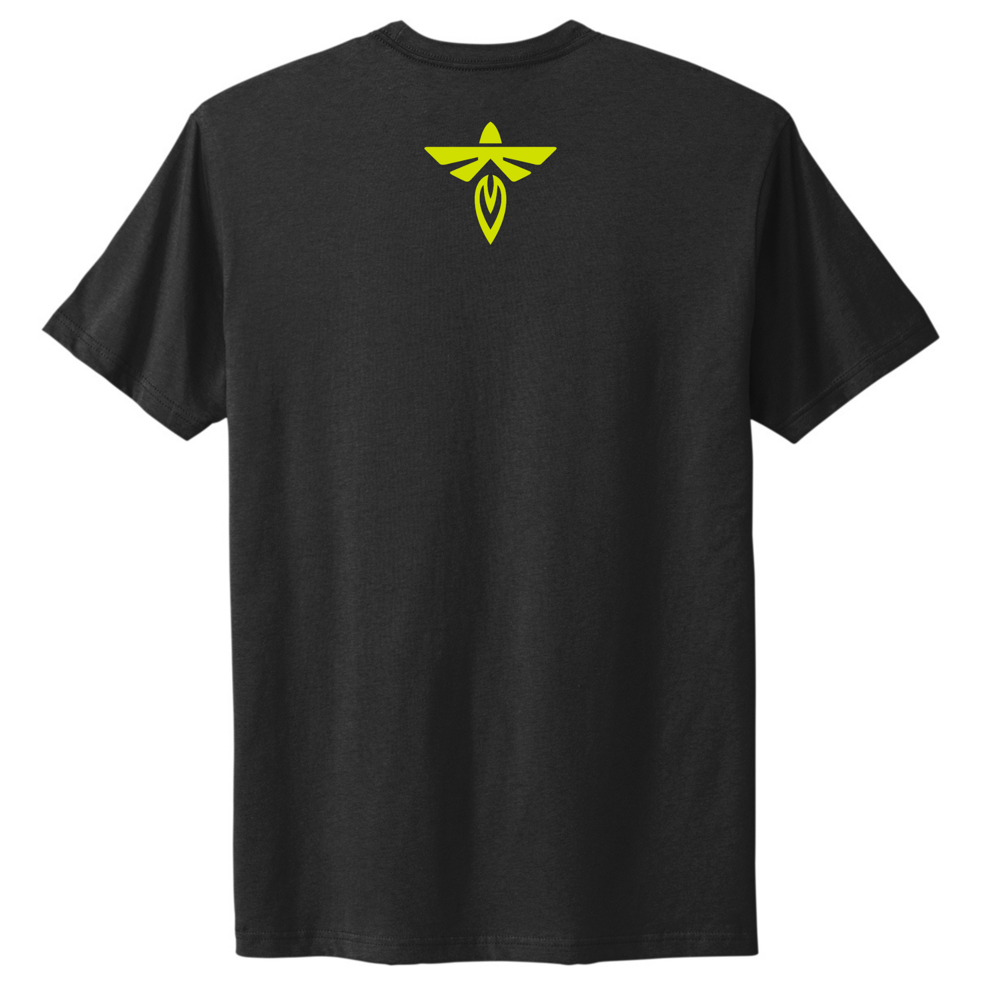 Black t-shirt with Firefly Aerospace green logo on back
