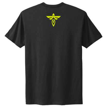 Black t-shirt with Firefly Aerospace green logo on back