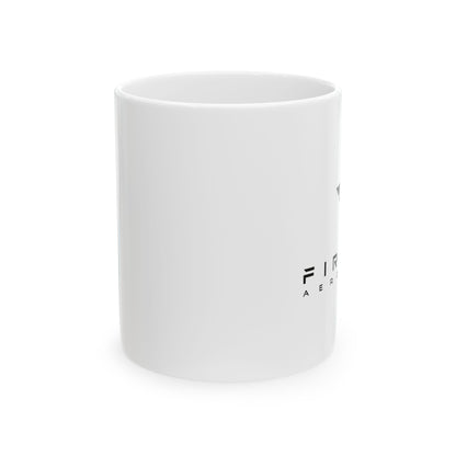 White mug with 'FIG' branding on a white background