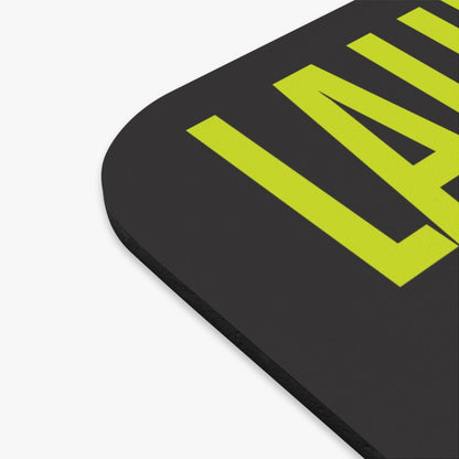 Black object with green text on a white background
