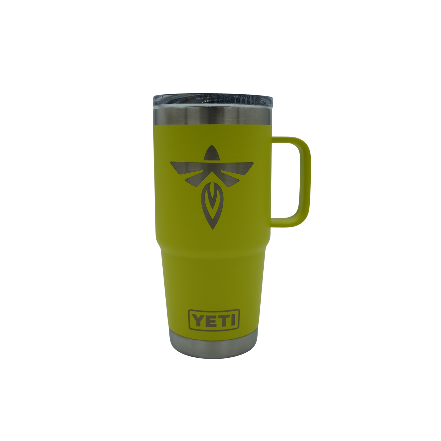 YETI Rambler® 20 oz Travel Mug – Firefly Yellow | Custom Laser-Engraved