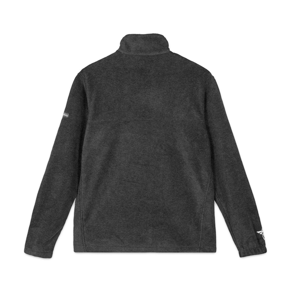 Dark gray fleece jacket on a white background