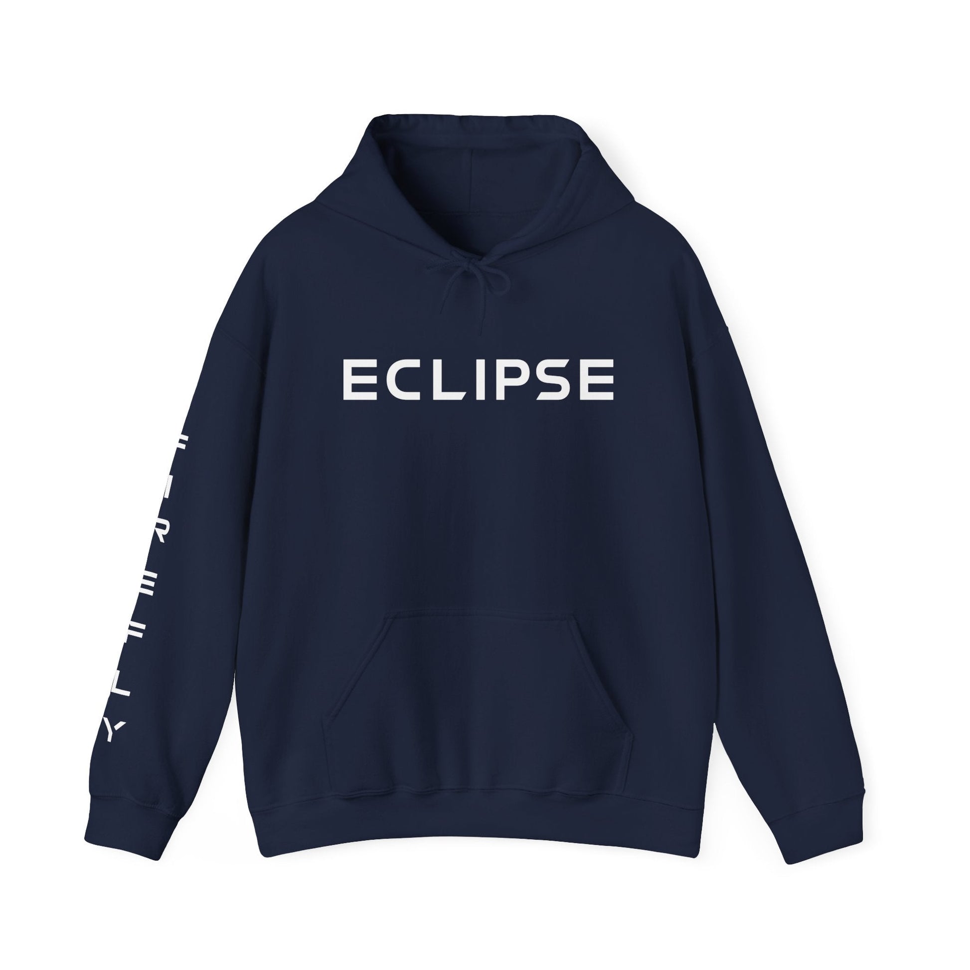 A navy blue pullover hoodie with a front graphic featuring a stylized American flag made of repeated 'The Corvette' text in white, red, and blue, shown on a plain white background.