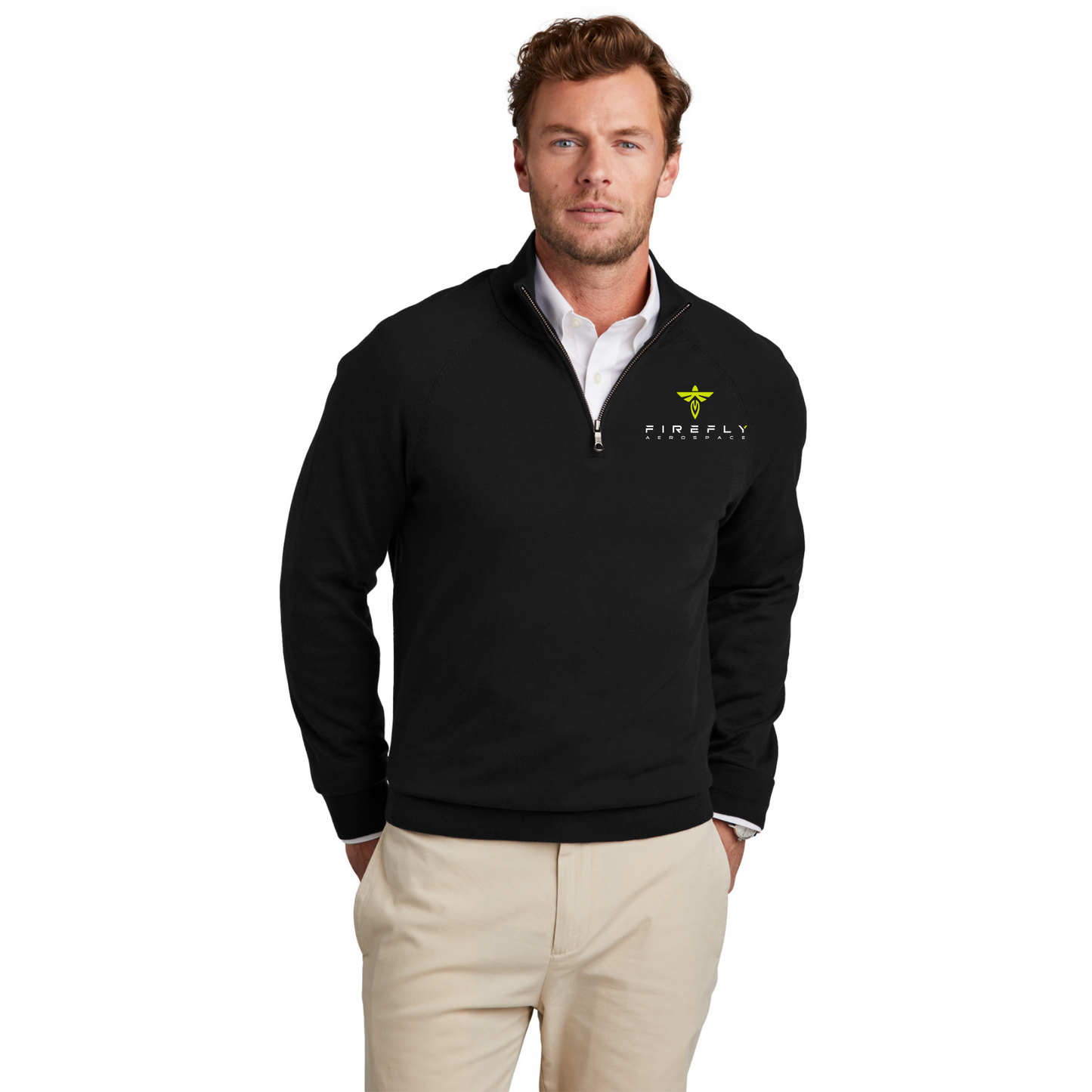Men's Brooks Brothers® Cotton Stretch 1/4-Zip Sweater